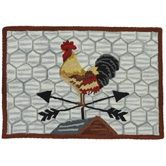 Break of Day Rooster Hooked Accent Rug
