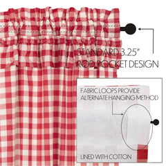 Annie Buffalo Check 96" Ruffled Panel Set - Red