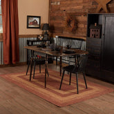 Burgundy Tan Rectangle Braided Rug
