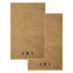Black Prim Stars Embroidered Hand Towel Set of 2