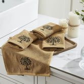 Black Willow Tree Embroidered Wash Cloth Set of 4