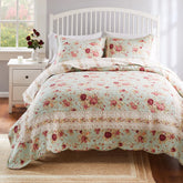 Antique Rose Blue Quilt Set
