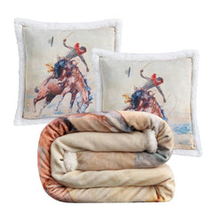 Buster Sherpa Throw and Pillows - 3 Piece Set