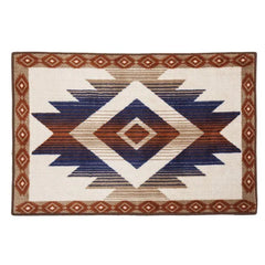 Aztec Blue and Terra Cotta Latex Backed Kitchen/ Bath Rug