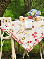 Cherry Cherry Watercolor Tablecloth 53" x 53"