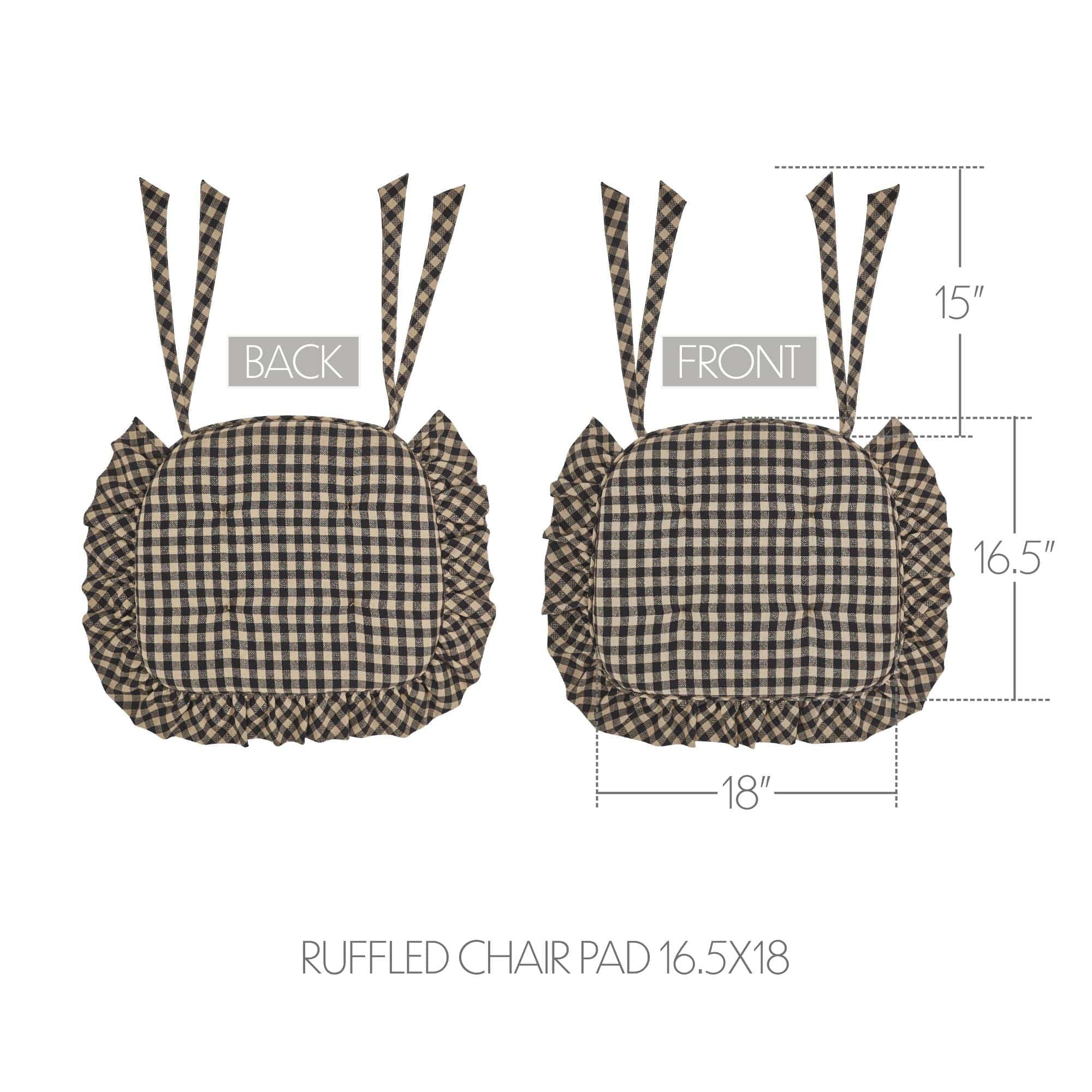 Black Check Ruffled Chair Pad
