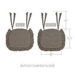 Black Check Ruffled Chair Pad