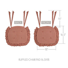 Burgundy Check Ruffled Chair Pad