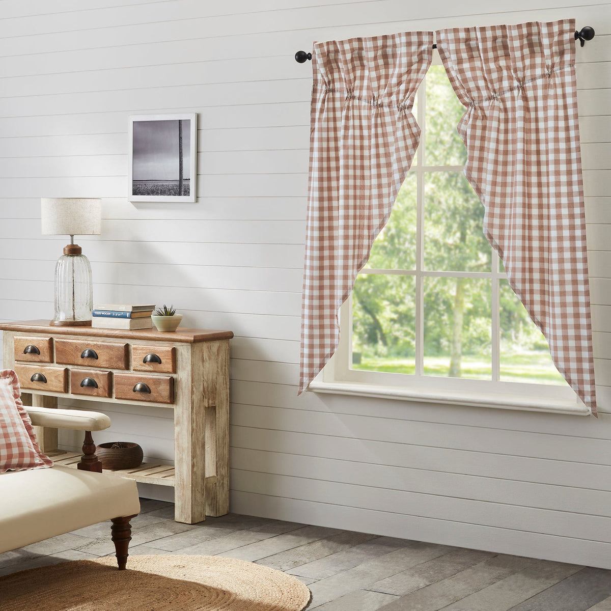 Annie Buffalo Check Prairie Curtain - Portabella