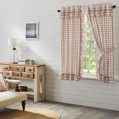Annie Buffalo Check Ruffled 63" Panel Set - Portabella