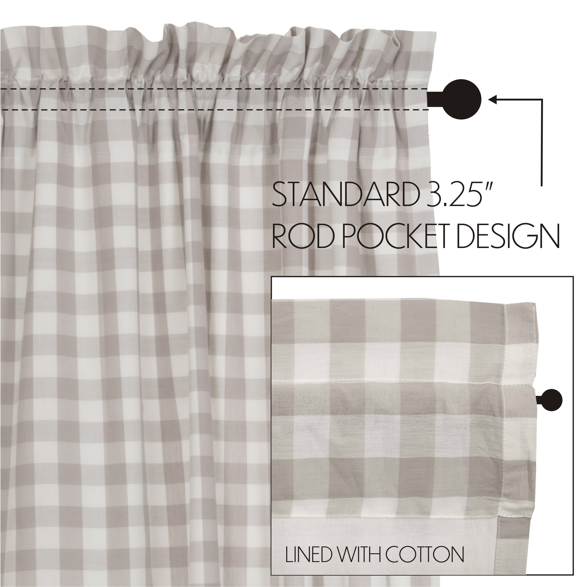 Annie Buffalo Check 84" Panel Set - Grey