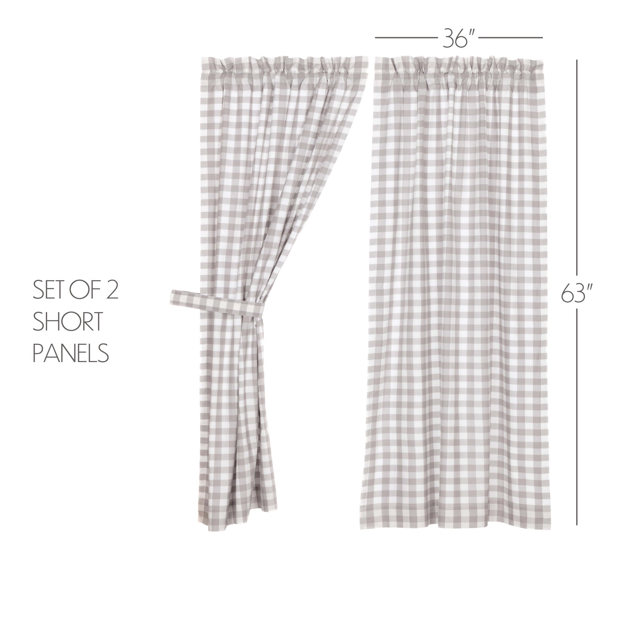 Annie Buffalo Check 63" Panel Set - Grey