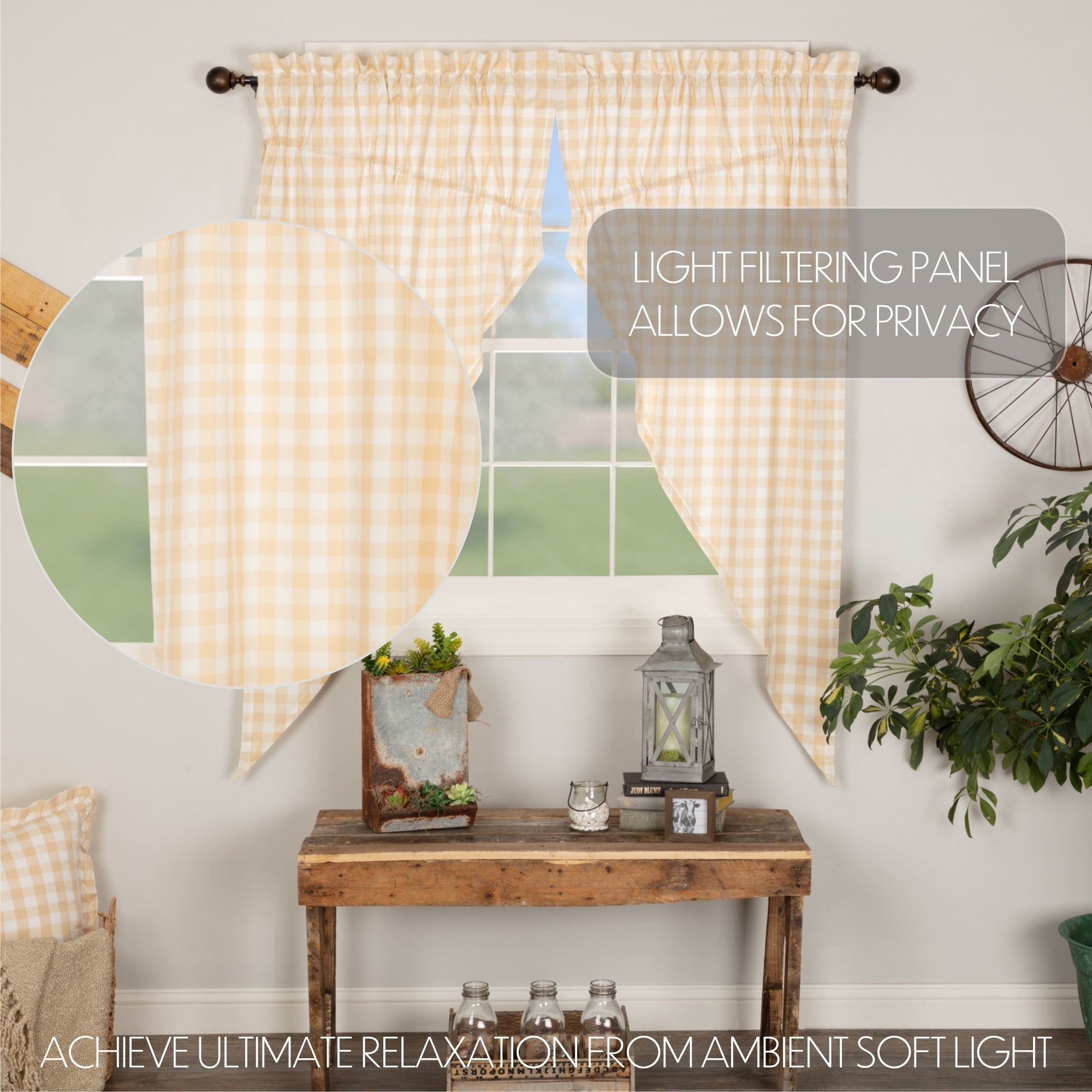 Annie Buffalo Check Prairie Curtain - Tan
