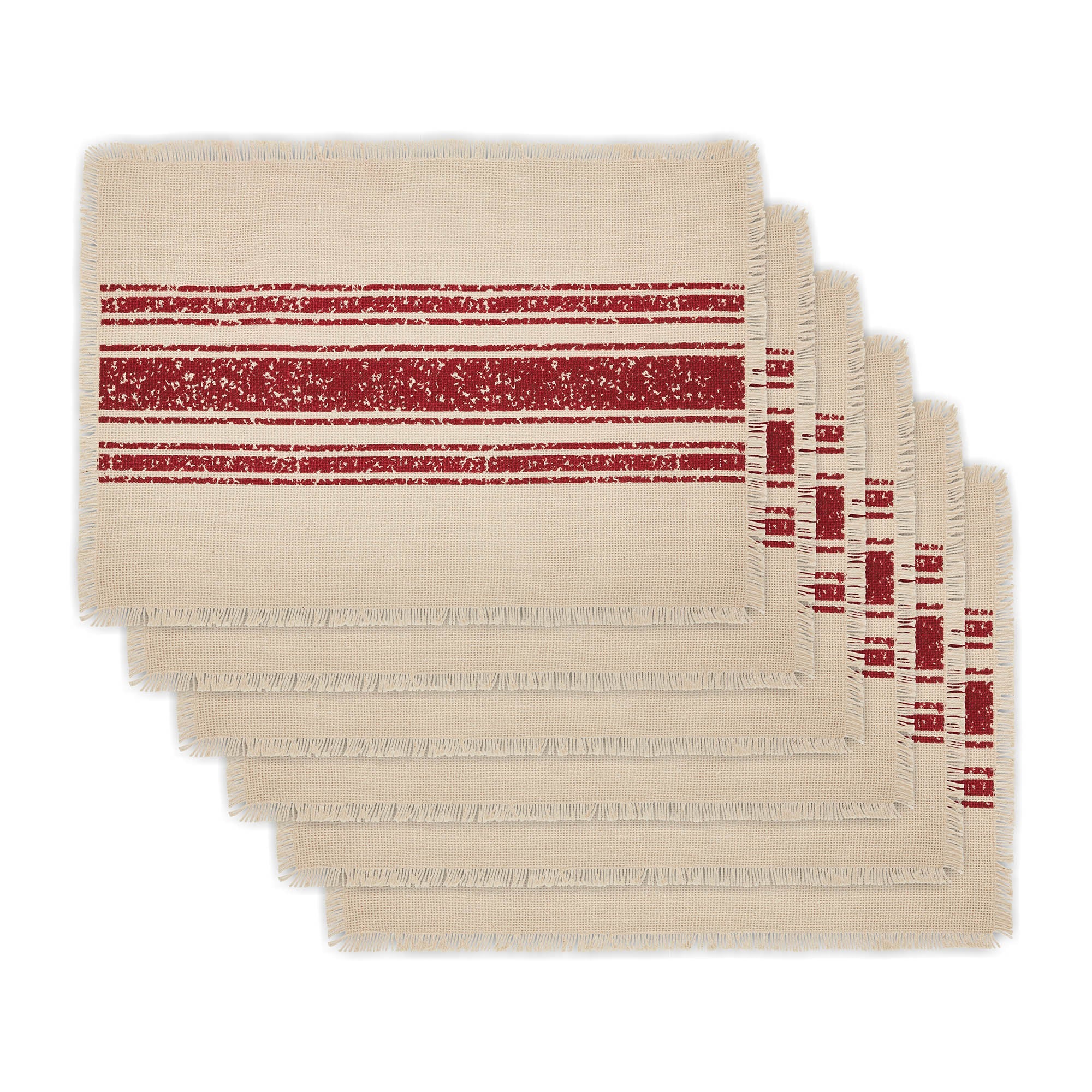 Burlap Red Stripe Placemat Set of 6