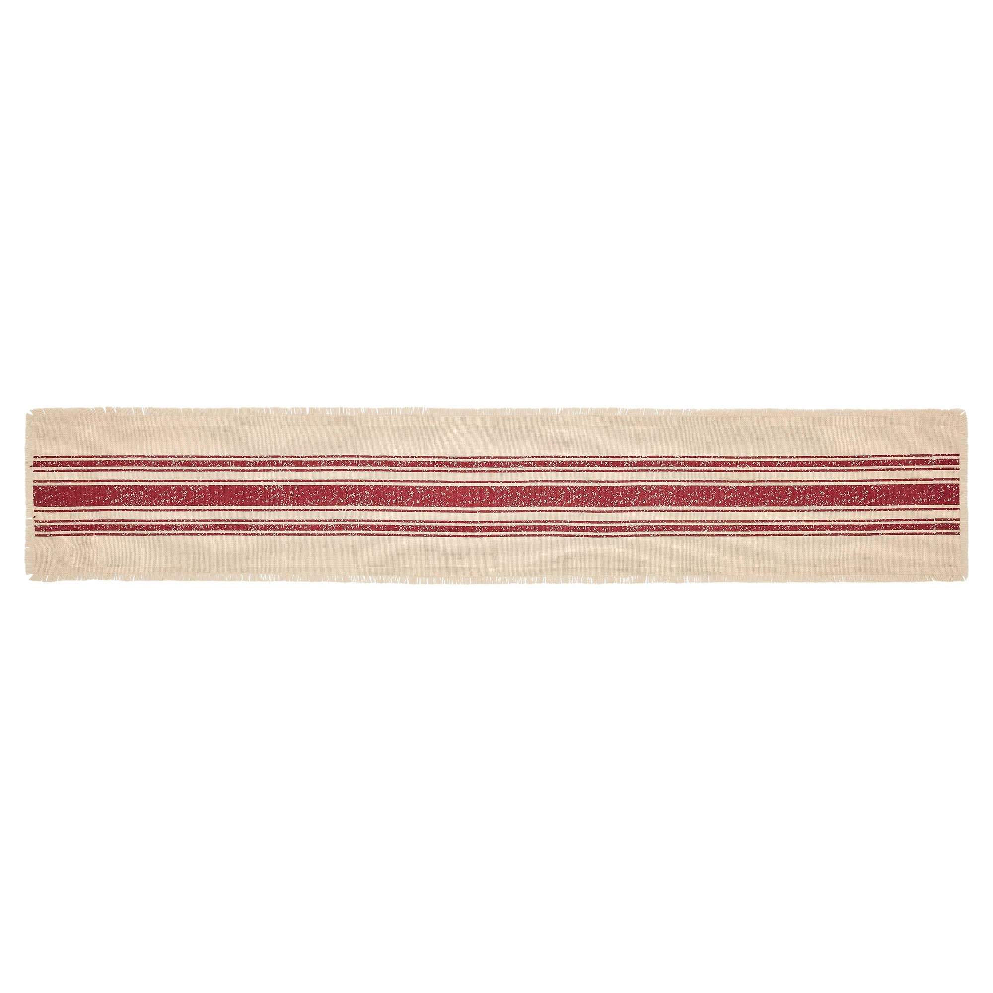 Burlap Red Stripe Table Runner 72"