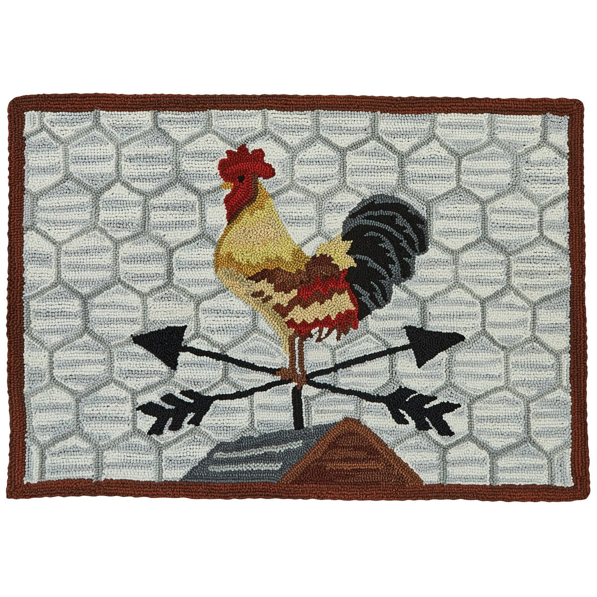 Break of Day Rooster Hooked Accent Rug