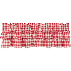 Annie Red Check Ruffled Valance