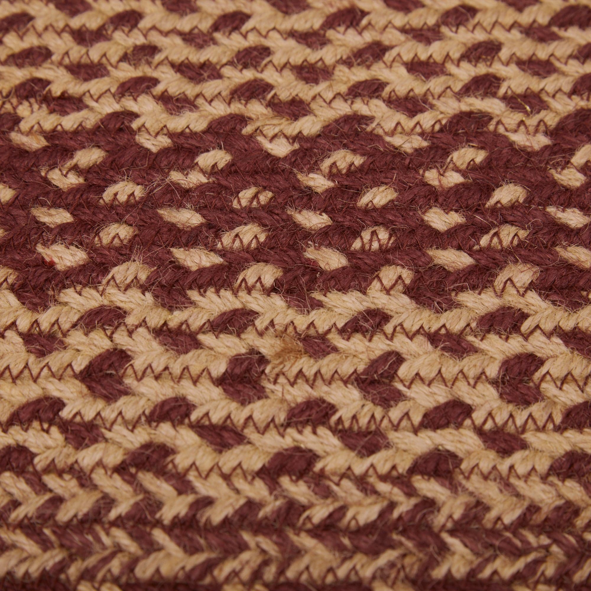 Burgundy Tan Rectangle Braided Rug