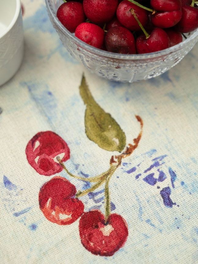 Cherry Cherry Watercolor Tablecloth 53" x 53"
