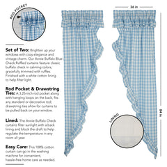 Annie Buffalo Ruffled Long Prairie Curtain- Blue