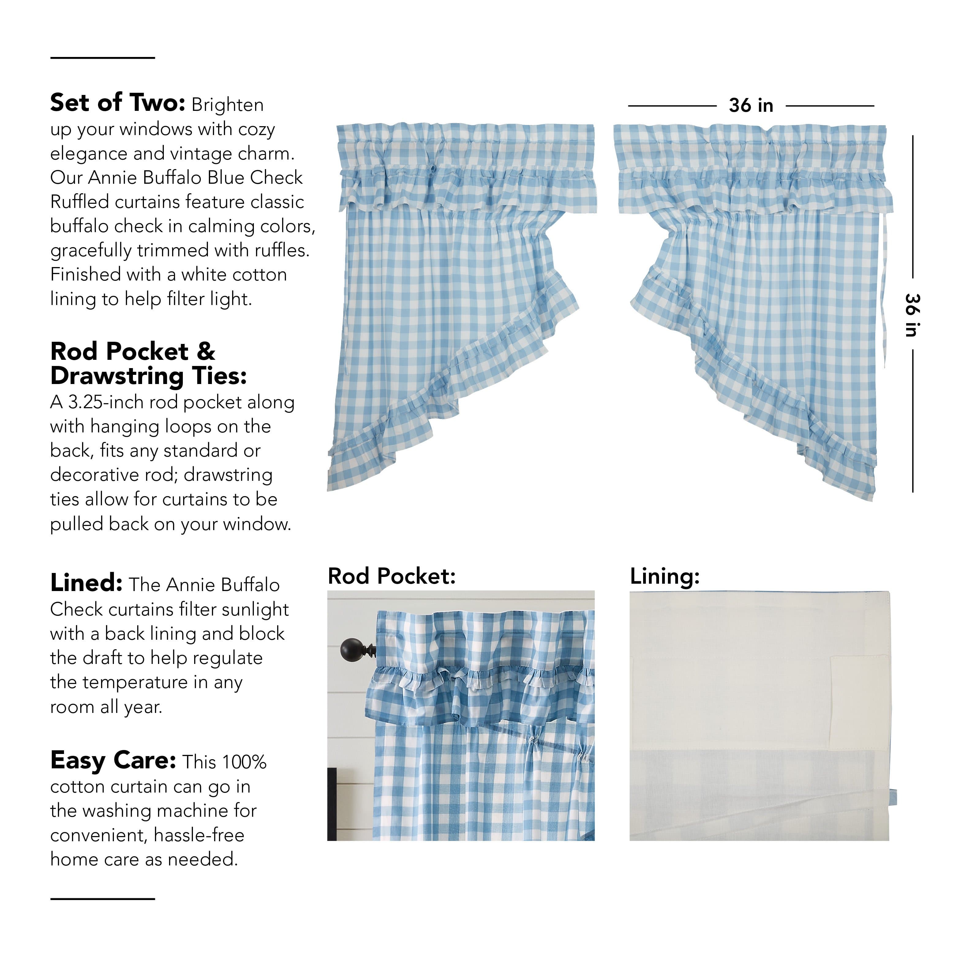 Annie Buffalo Ruffled Prairie Swag - Blue