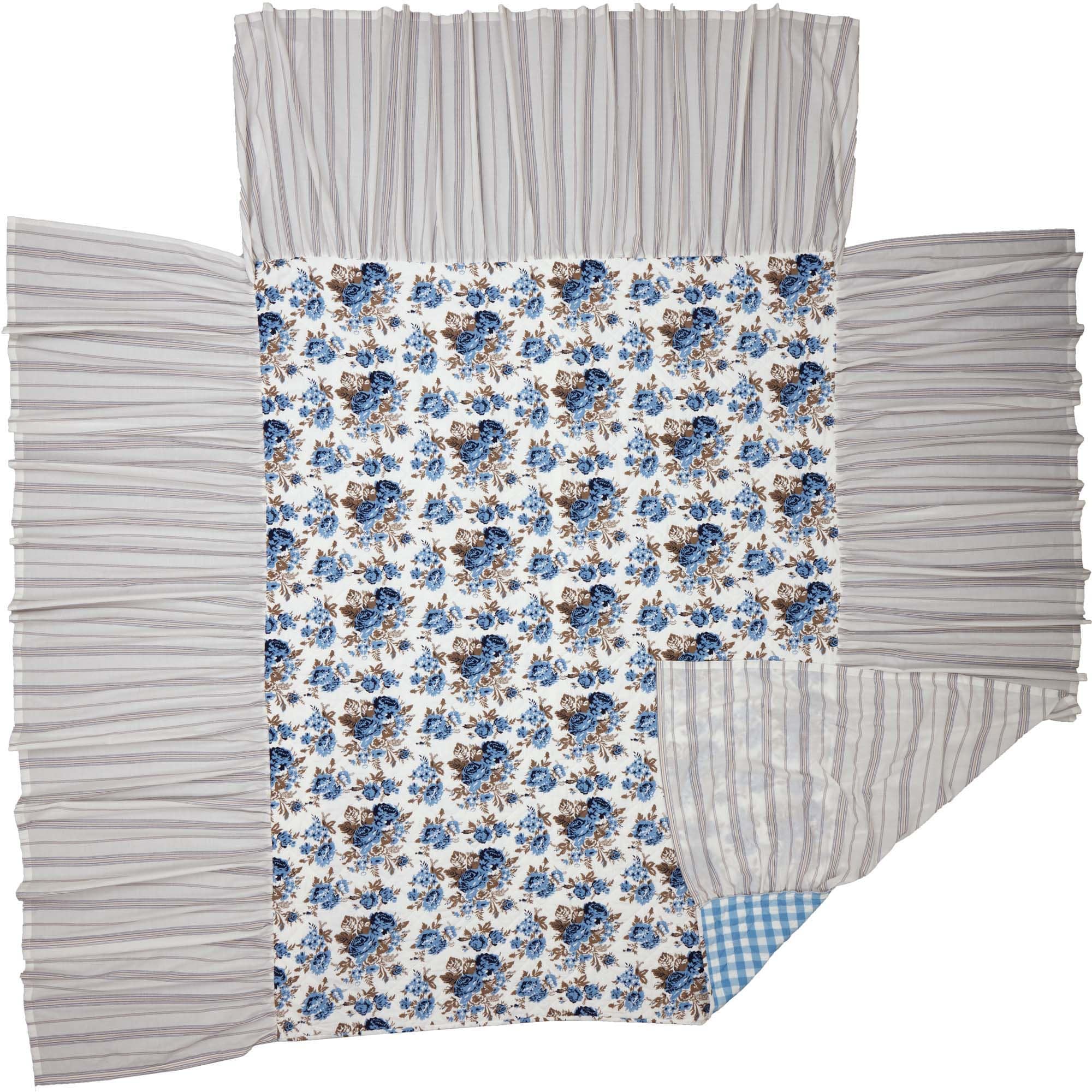 Annie Blue Floral Ruffled Coverlet