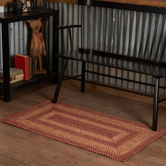 Burgundy Tan Rectangle Braided Rug