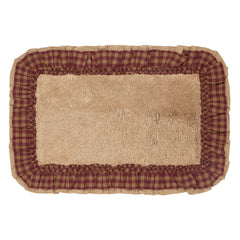 Burlap Natural w/ Burgundy Check Bath Mat