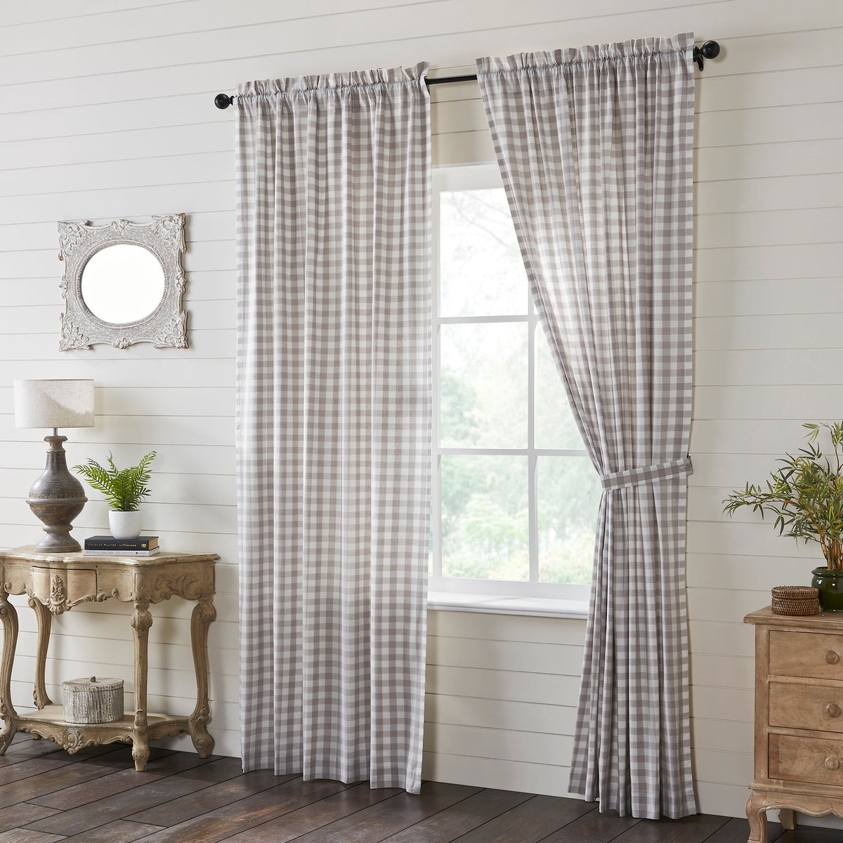 Annie Buffalo Check 96" Panel Set - Grey
