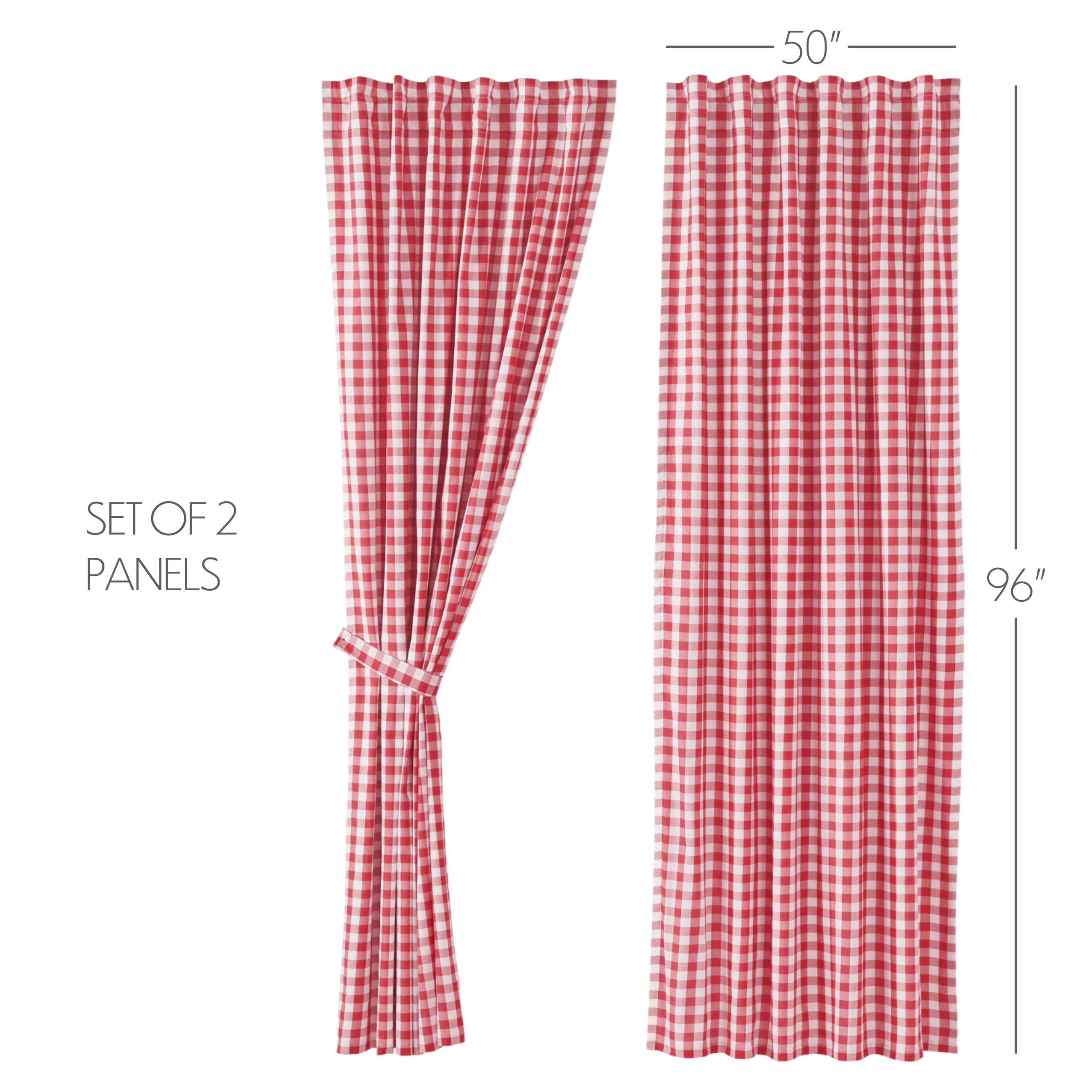 Annie Buffalo Check 96" Panel Set - Red