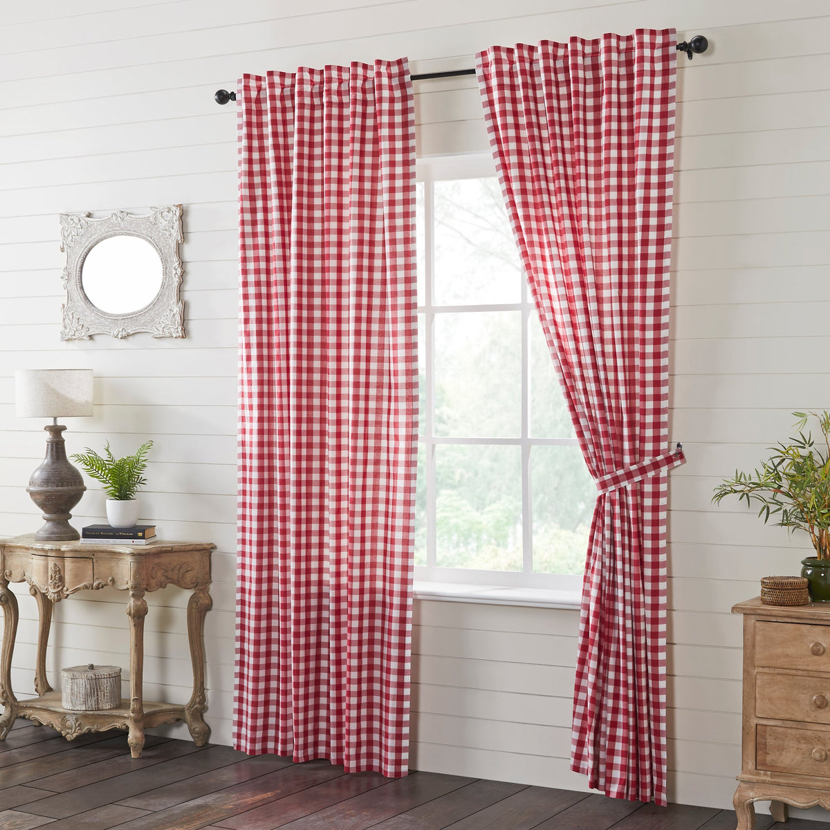 Annie Buffalo Check 96" Panel Set - Red
