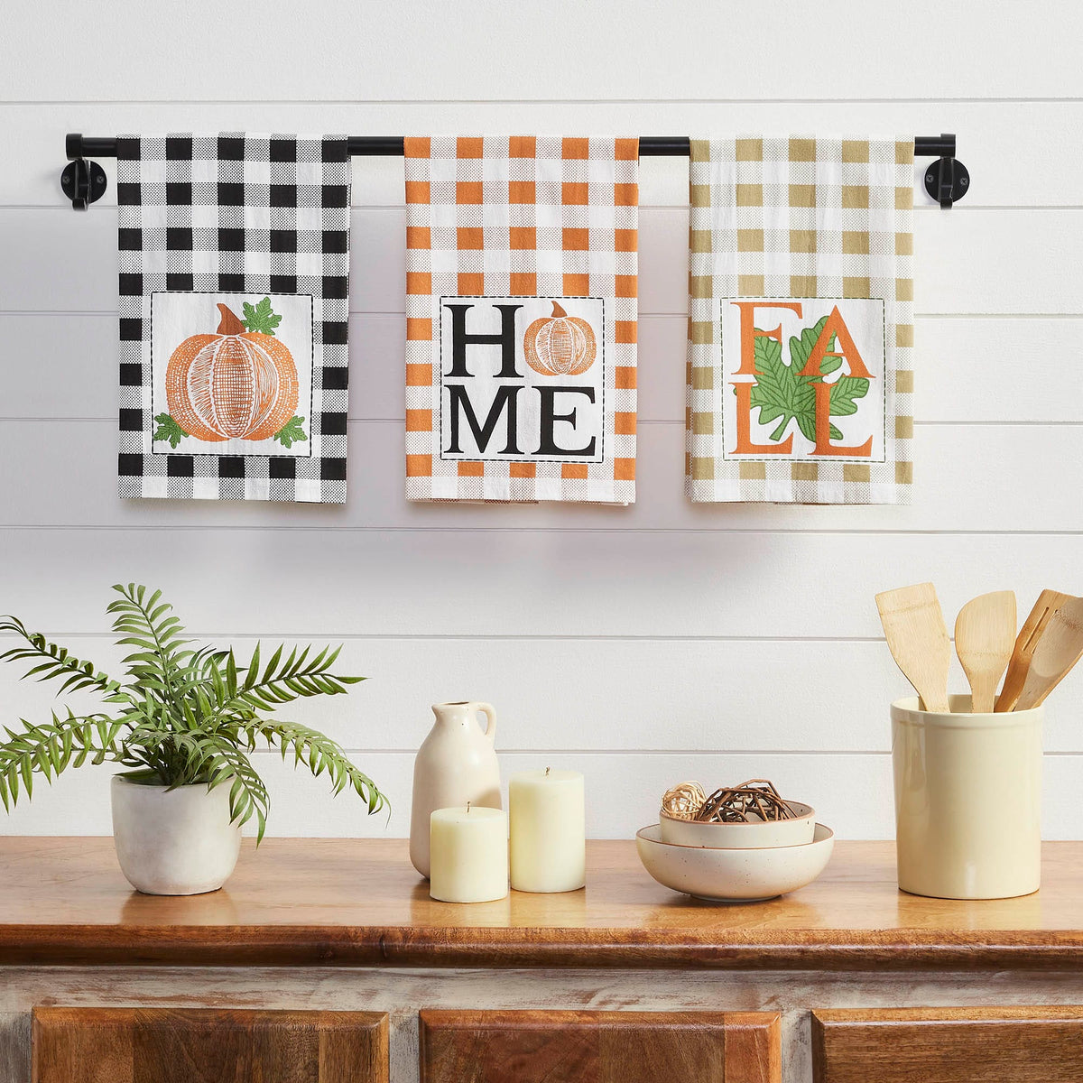 Annie Check Harvest Tea Towel Set