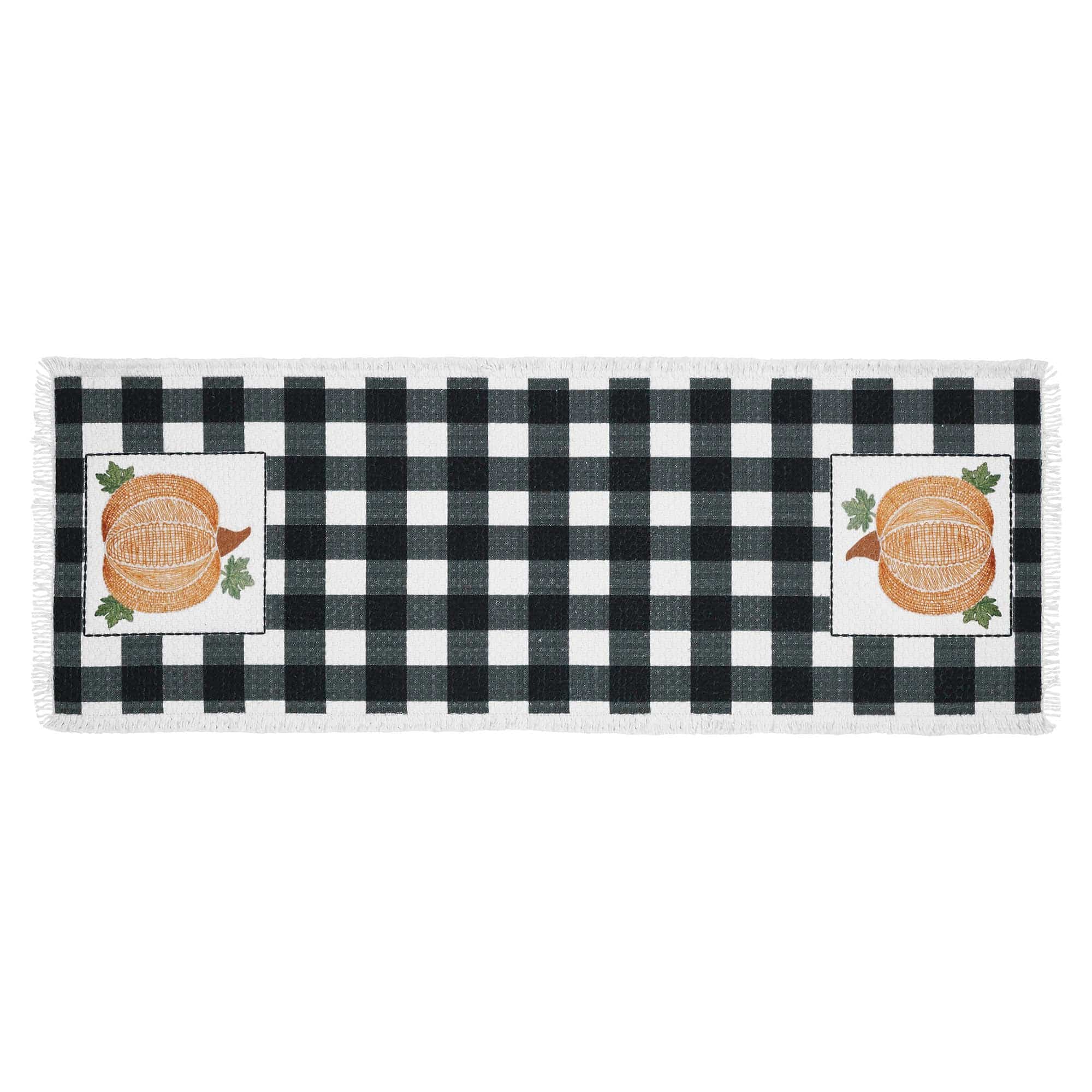 Annie Black Check Pumpkin Table Runner