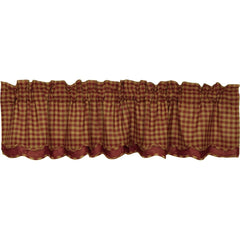 Burgundy Check Layered Valance