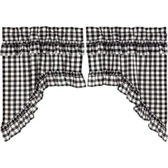 Annie Buffalo Check Ruffled Swag - Black