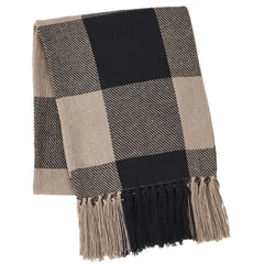 Black Check Woven Throw