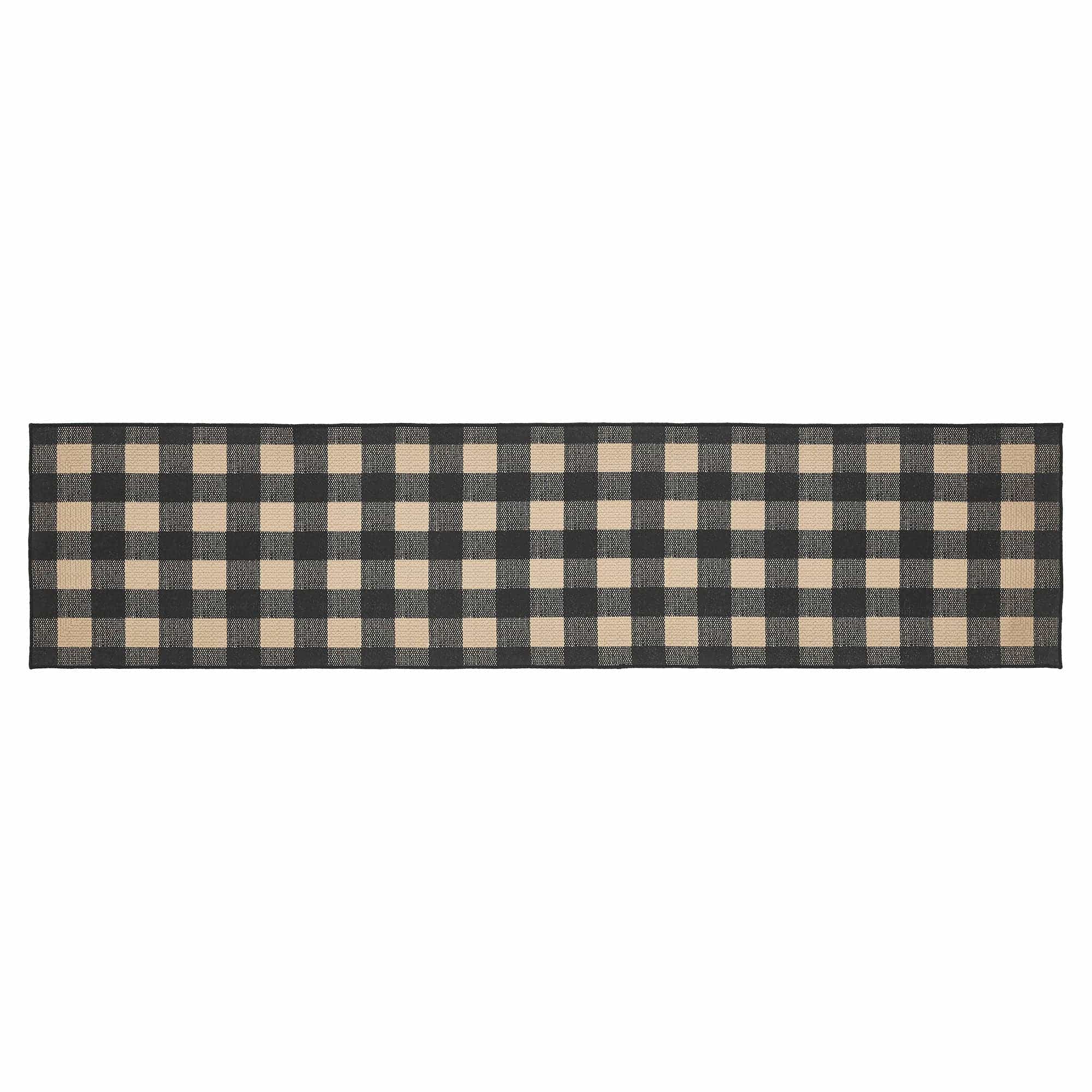 Black Check Runner Rug w/ Latex Backing