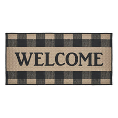 Black Check Welcome Rug w/ Latex Backing