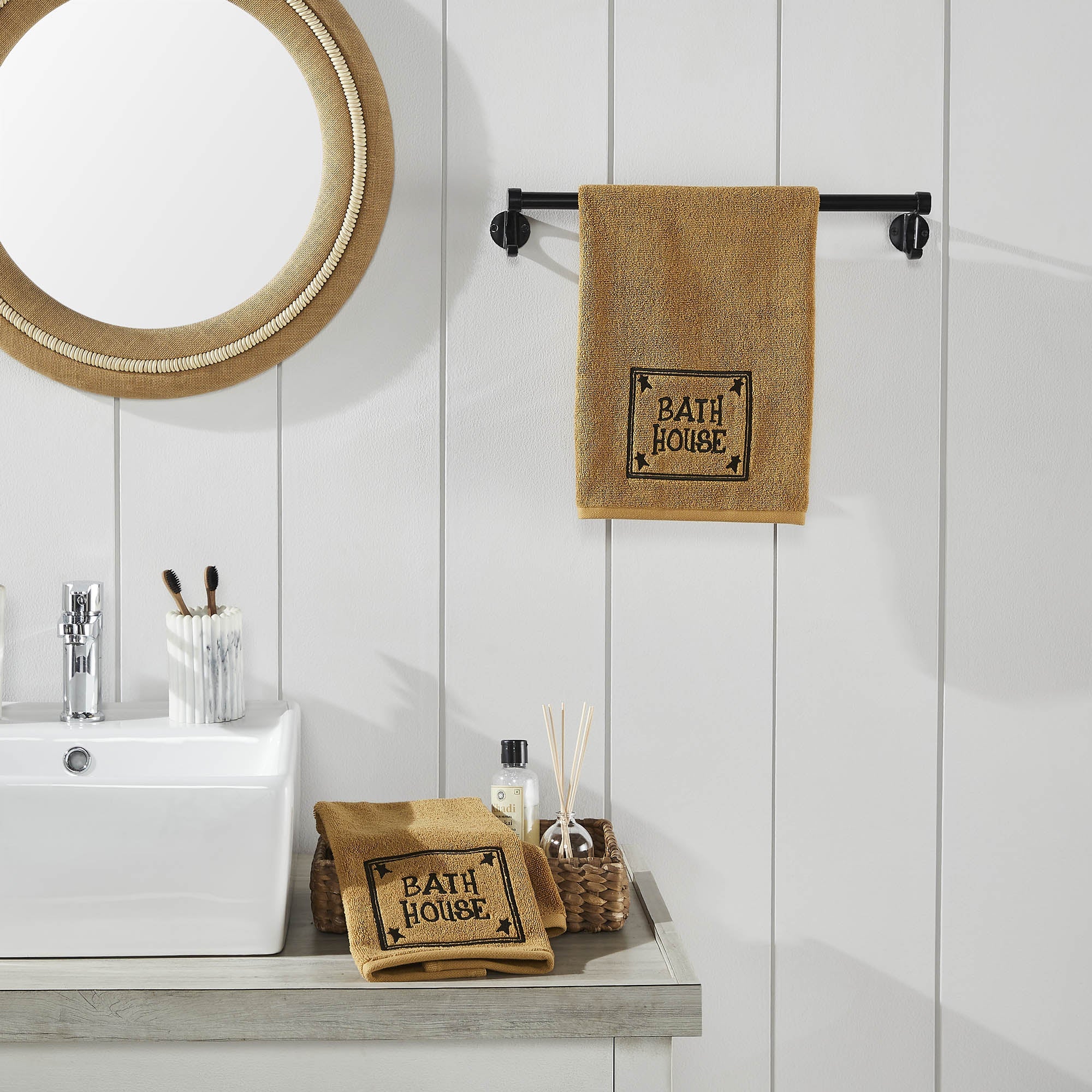 Bath House Embroidered Hand Towel Set of 2