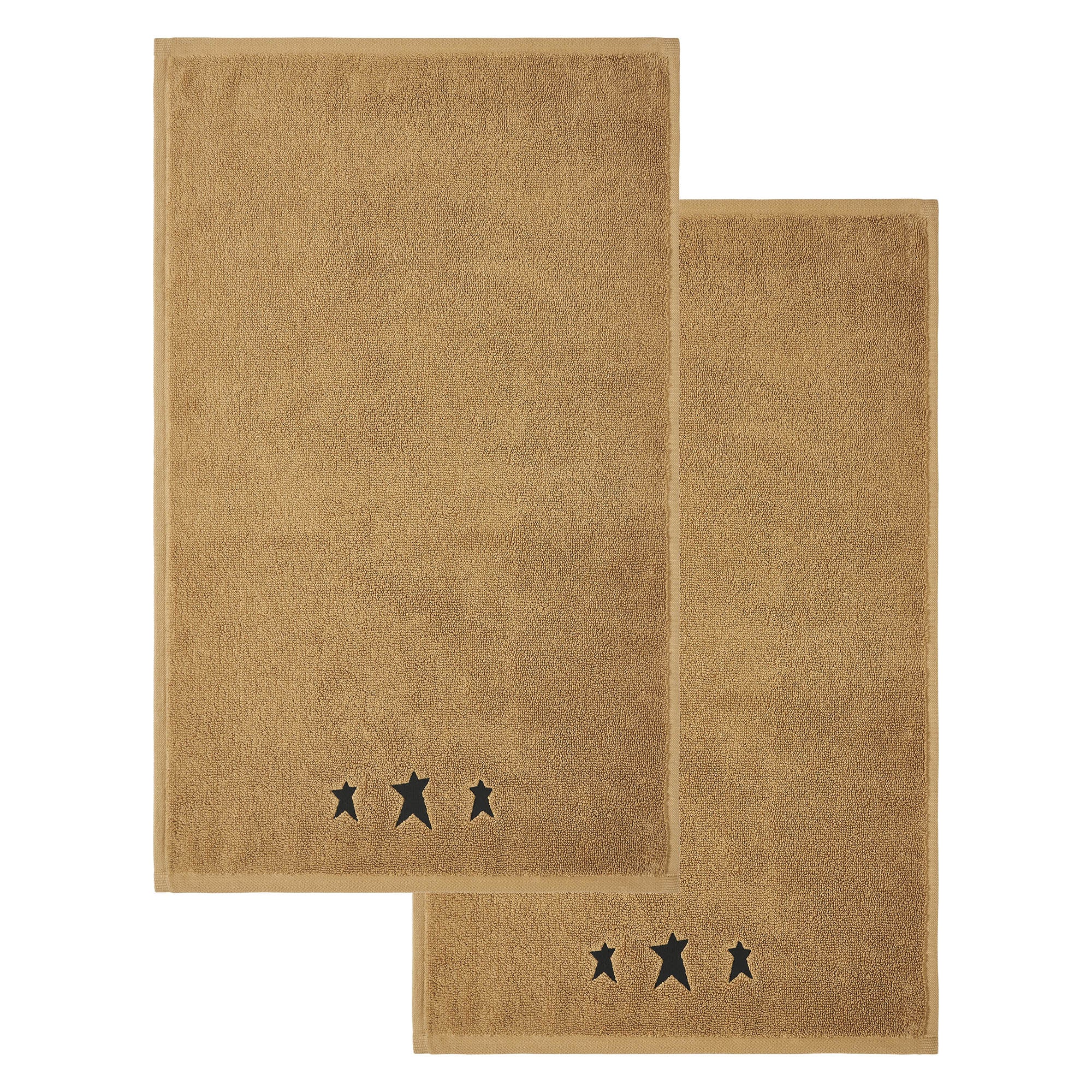 Black Prim Stars Embroidered Hand Towel Set of 2