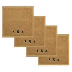Black Prim Stars Embroidered Wash Cloth Set of 4
