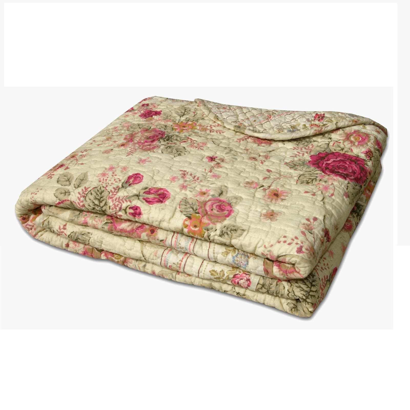 Antique Rose Ecru Quilted Throw
