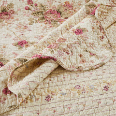 Antique Rose Ecru Quilted Bedspread Set