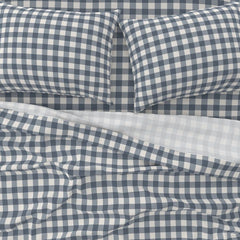 Blue Gingham Cotton Sheet Set