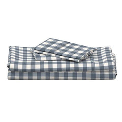 Blue Gingham Cotton Sheet Set