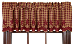 Burgundy Star Layered Valance