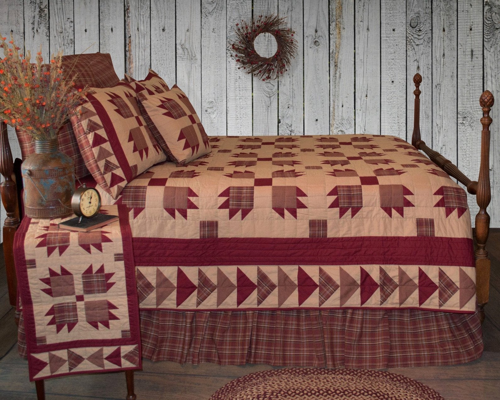 Burgundy Bear's Paw Quilt