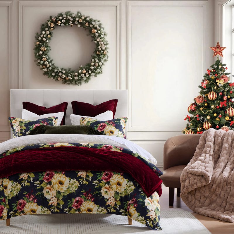 Charcoal Peony Washable Linen Blend Comforter/ Duvet Cover Set