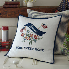 America Home Sweet Home Embroidered Pillow