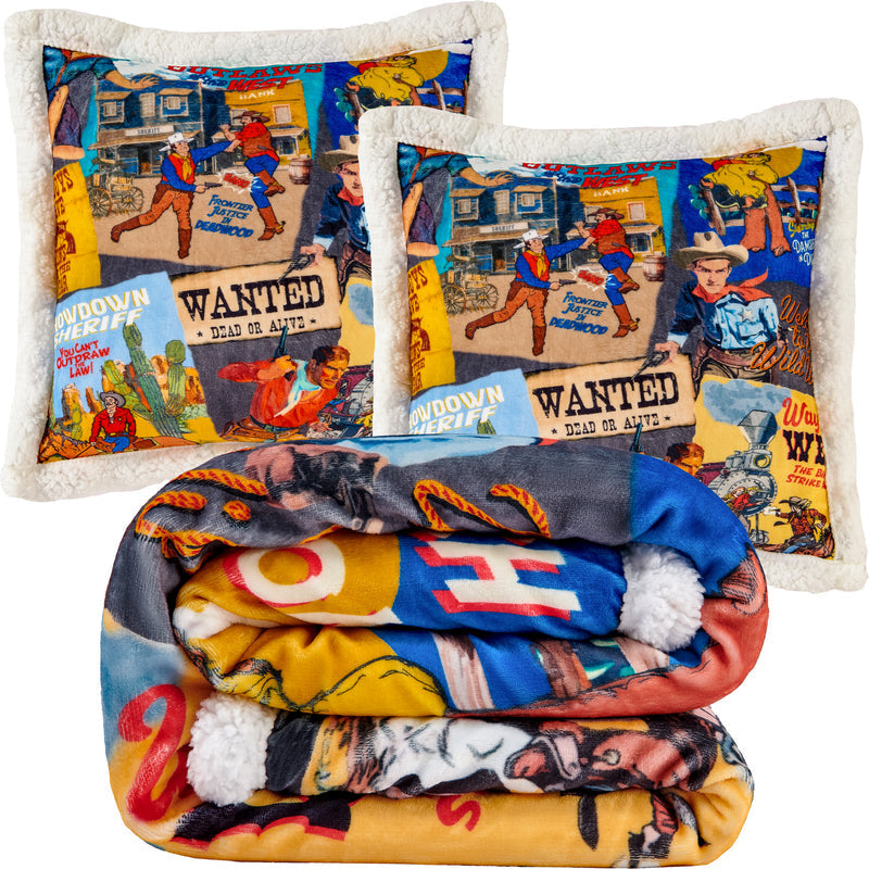 Bandits and Heroes Sherpa Throw and Pillows - 3 Piece Set